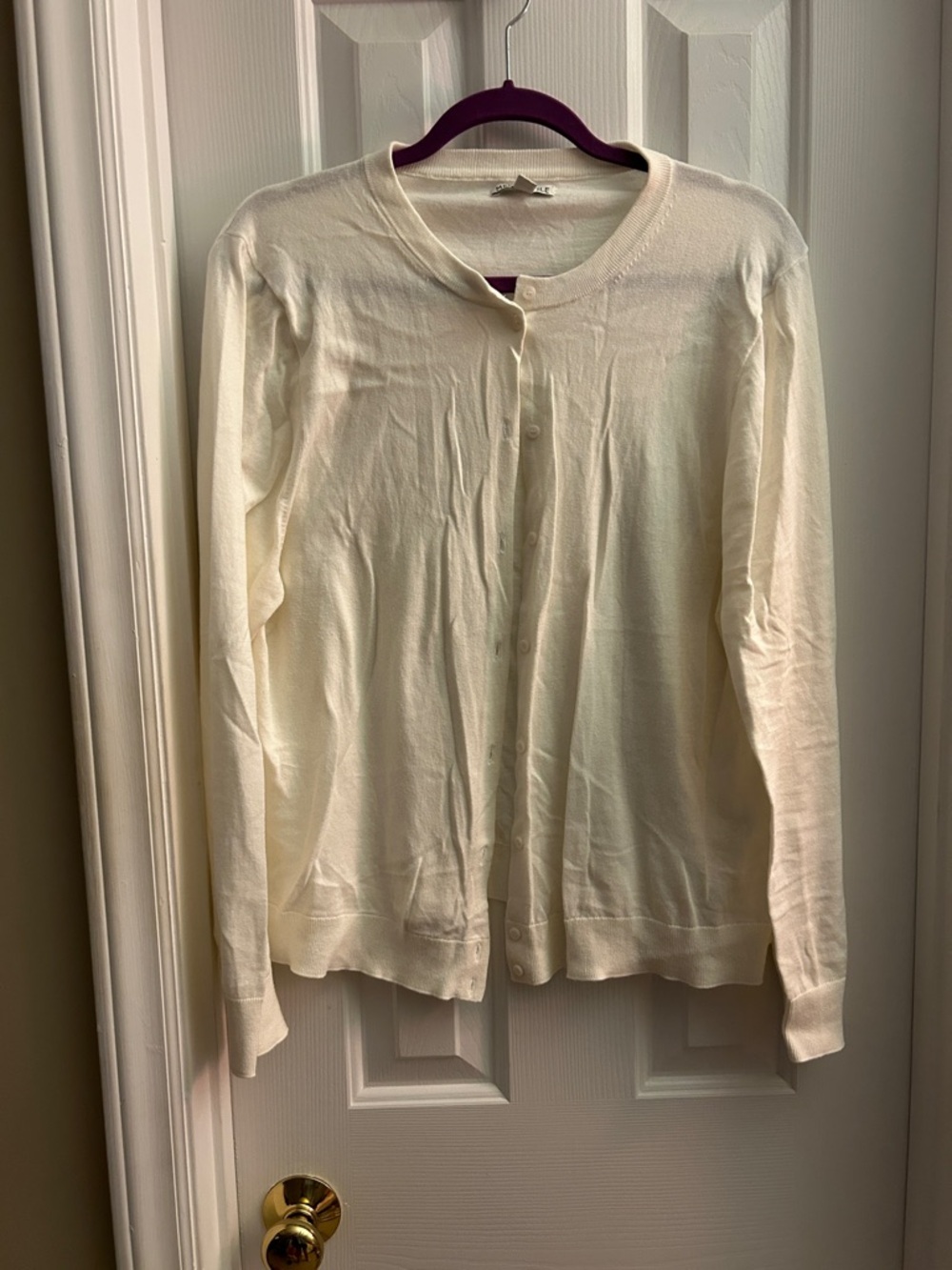 Classic Cream Button-Front Women's Cardigan Sweater